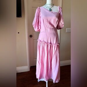 Moon River puff sleeves pink dress in XS